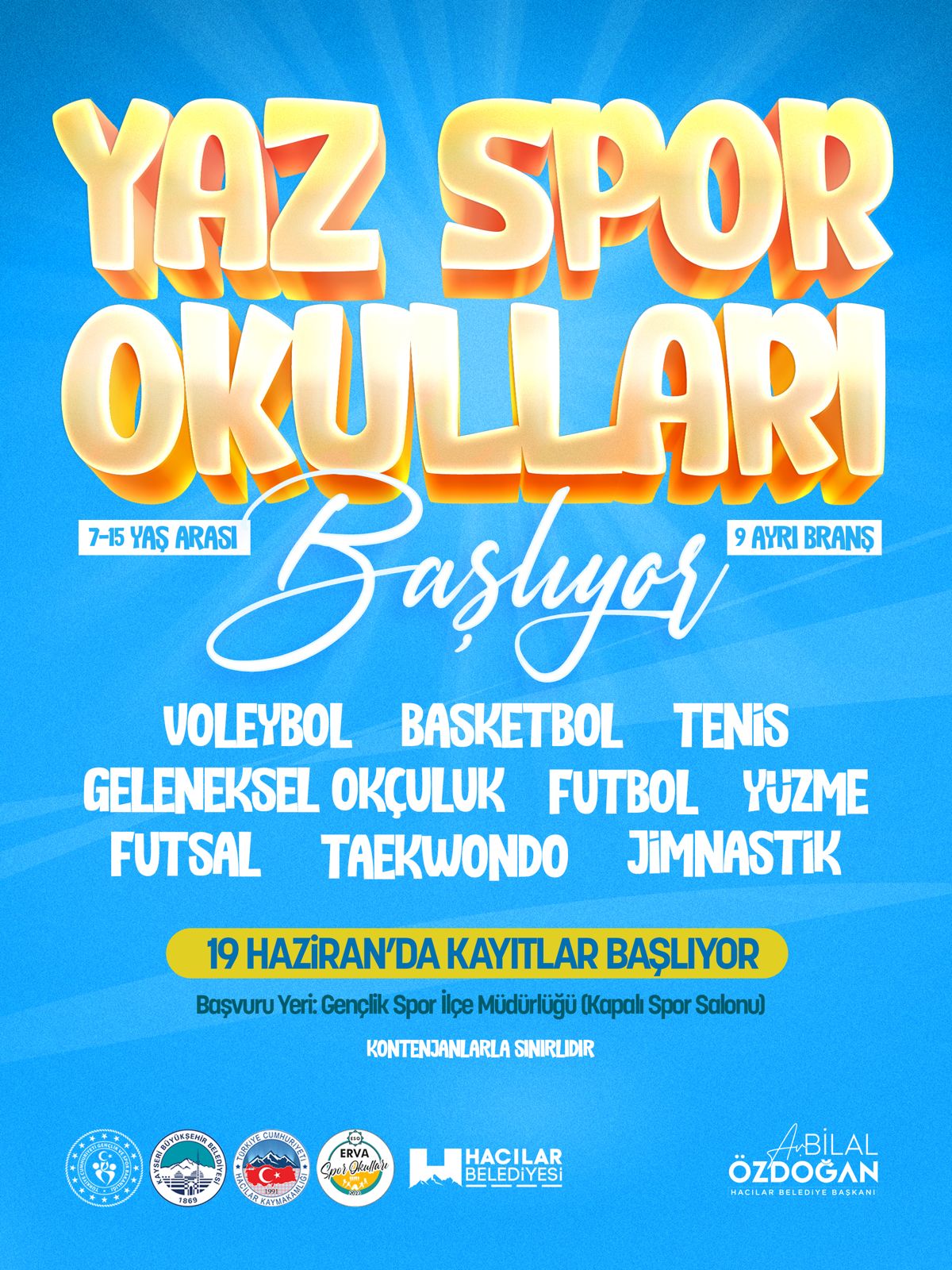 Başkan Özdoğan duyurdu: Hacılar'da yaz spor okulları başlıyor