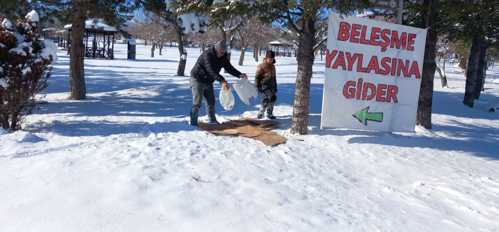 Develi’de yaban hayvanlarına yem bırakıldı