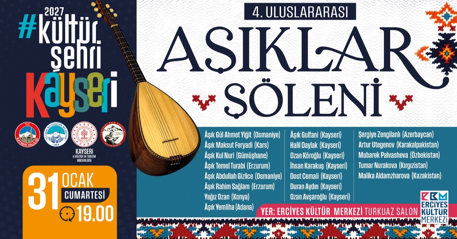 VALİLİK VE BÜYÜKŞEHİR’DEN KAYSERİ 4. ULUSLARARASI ÂŞIKLAR ŞÖLENİ