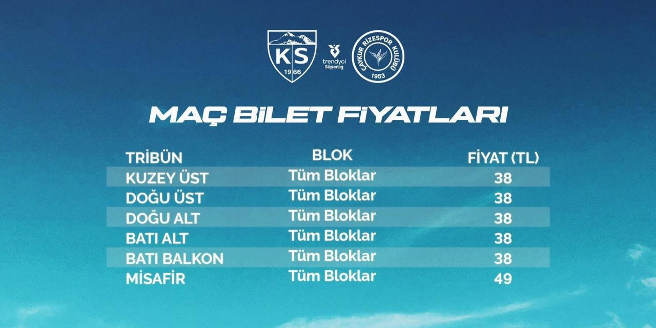 Kayserispor-Çaykur Rizespor maçının biletleri satışa sunuldu